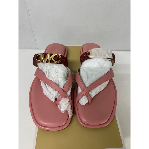 Michael Kors Women's Pink Izzy Thong Slide Flat Sandals Slip On Sz 6.5M - Picture 5 of 7